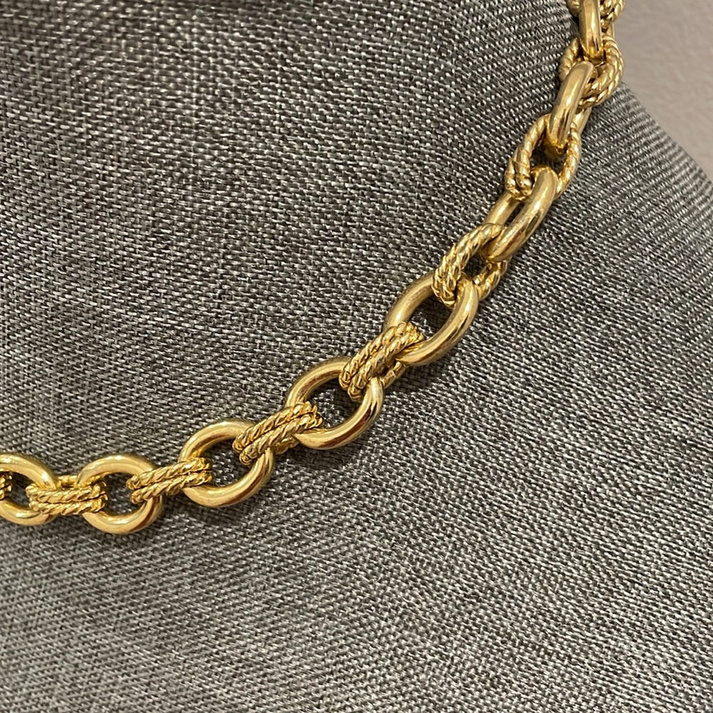 Milor Stainless Steel Gold-Tone Rope Link Chunky Necklace - Picture 5 of 16
